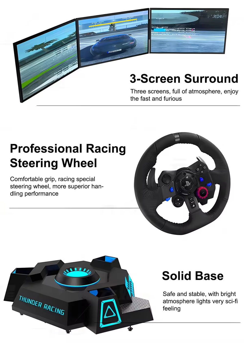3DOF Racing Car 3 screen Racing Simulator Arcade Machine - Arcade Game Simulator - 8